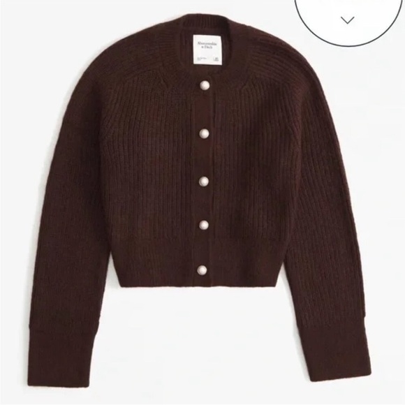Abercrombie & Fitch Sweaters - Abercrombie & Fitch Dark Brown Cropped Pearl-Button Cardigan